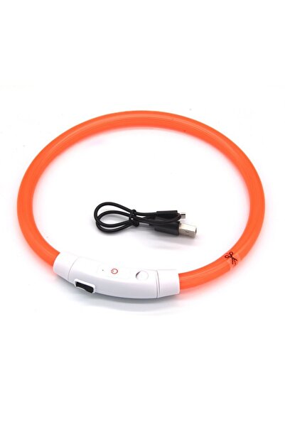 Choice15 طوق للكلاب مزود بإضاءة LED، قابل لإعادة الشحن عبر منفذ USB، برتقالي ...
