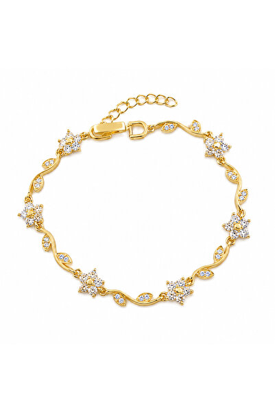 AXXION Vip Gold Color Zircon Stone Flower Bracelet Non Tarnish Stainless Steel