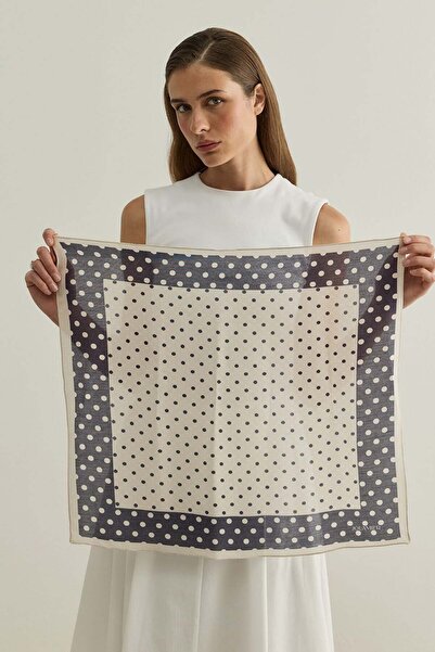 Jolamier Lacivert Polka Dots Desenli Modal Fular
