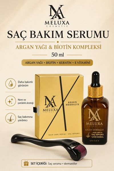 Meluxa Regen Herbalix Saç Bakım Serumu 50 ml Argan Yağı Biotin Keratin İçerik...