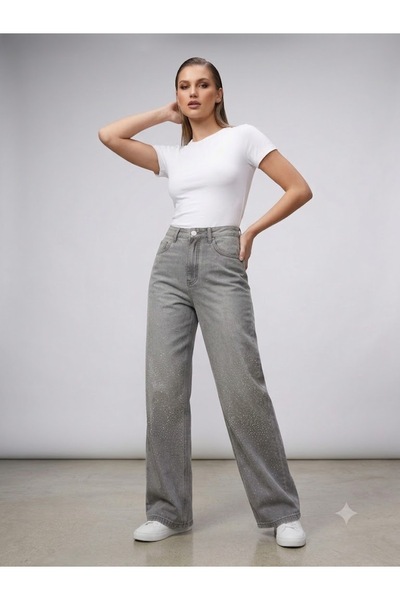centilmen Onix Stone Embroidered High Waist Jean Pants 6163