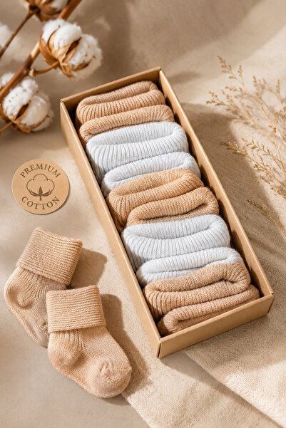 pufien Organik Pamuk 5'li Kutulu Unisex Premium Bebek Çorabı