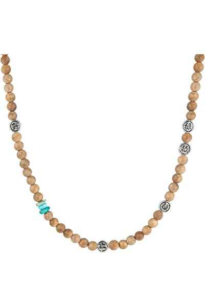 MINZA Fuji Men’s Necklace, 925 Sterling Silver Coin Pendant Necklace, Sandalw...