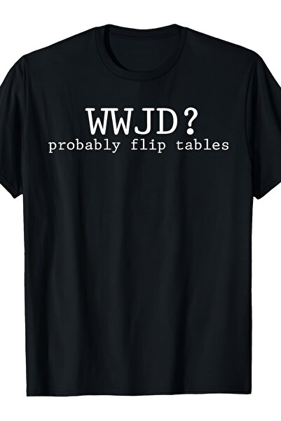 NOURAM تي شيرت بطبعة WWJD May Turn Things Around Jesus Humor |   قصة عادية، ت...