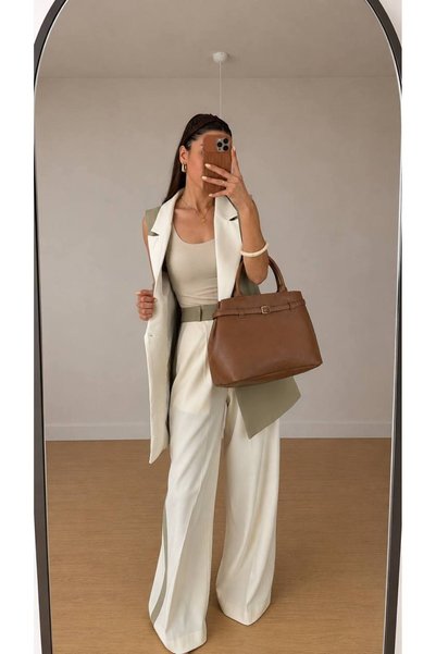 EFSUN MODA Women's Garnished Vest Palazzo Pants Suit Long Vest Suitable for Tesettür
