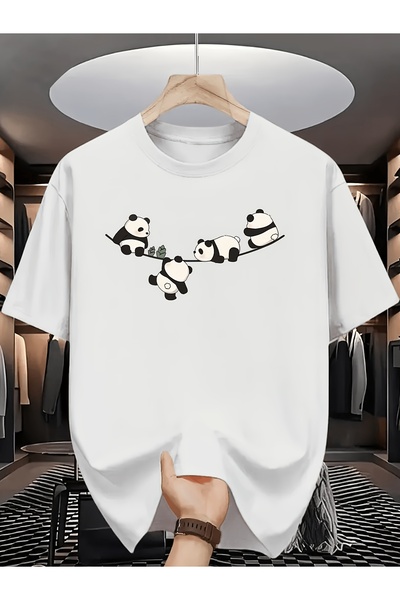 NOURAM قميص بأكمام قصيرة بنمط فروع الباندا، يتميز بأسلوب مرح، مثالي للأنشطة ا...