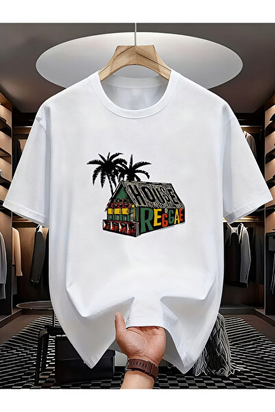 NOURAM تي شيرت رجالي بأكمام قصيرة - تصميم HOUSE OF REGGAE مطبوع بشكل إبداعي، ...