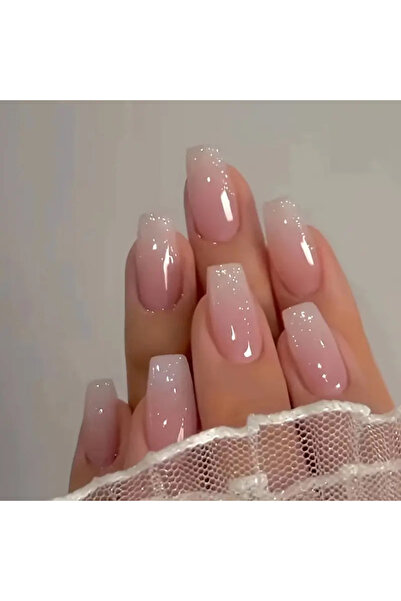 Choice Pink 24 Pcs Glossy Short Ballerina Press On Nails Pink Gradient Fake N...