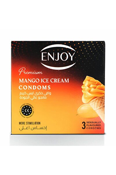 Enjoy Ainjoy 3Pcs Premium Condoms Mango Ice Cream Flavor Higher Sensation