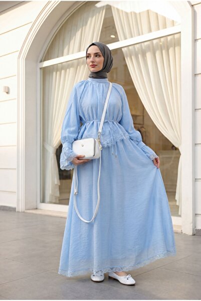 Modamorfo Flam Tulle Set with Lace Detail on the Ends and Belted Lining - Bab...
