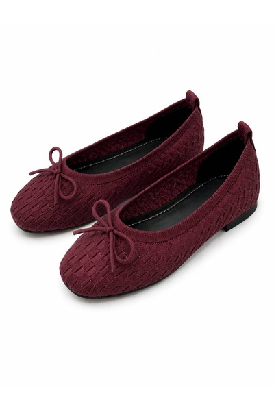 Elimery Shoes Örgü Fiyonk Detaylı Triko Babet