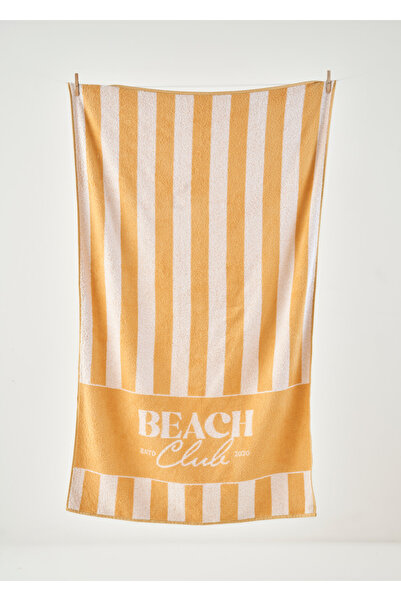 Bella Maison %100 Pamuk Beach Clup Plaj Havlusu Hardal (90x150 cm)