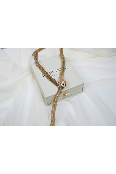 ATELİER TUĞBA Kol341 Y Form Yilan Gold Necklace