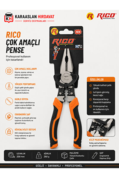 Rico 180mm Multifonksiyonel Kablo Sıyırma Pensesi