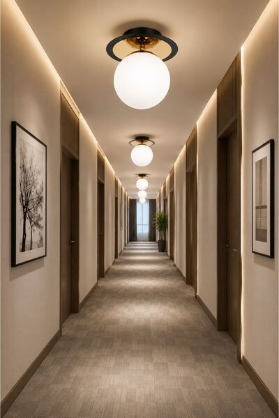 VENON Venza Tekli Siyah- Gold ✨Paslanmaz Gövdeli ✨BEYAZ GLOP CAMLI ✨Plafonyer...