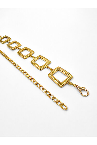 UCCELLO Women's Gold Chain Belt – Square Detailed Metal Waist Belt – Dress an...