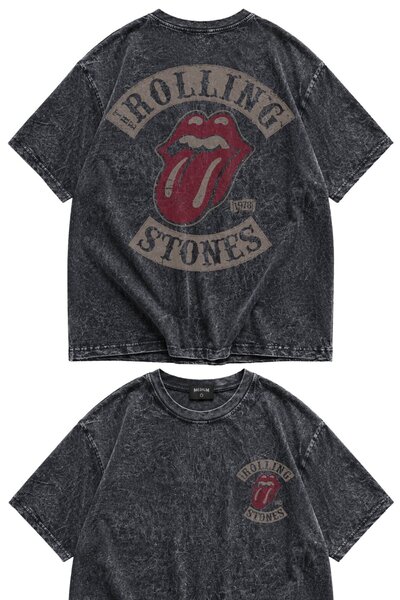 Fuddy Moda Унисекс тениска Rolling Stones 1978 с принт на гърба, переща се, о...