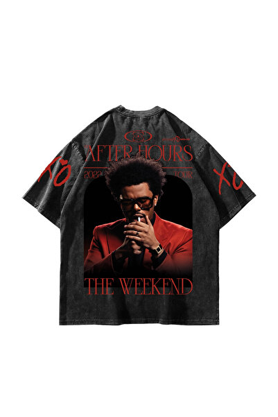 Sekizbiraltı The Weeknd after Hours Black Washed Oversize T-Shirt