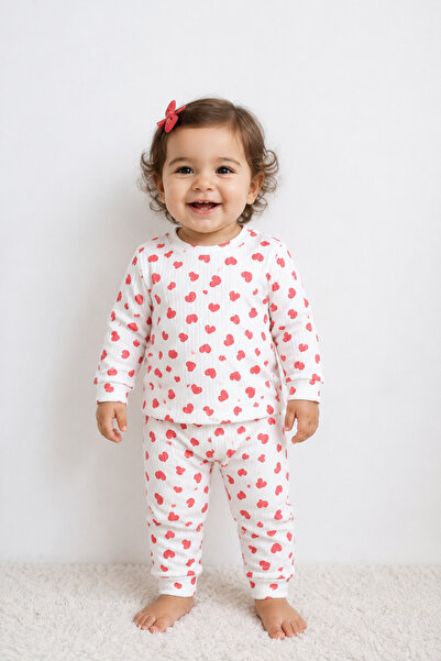 TİNY GOLDEN Baby Girl Pajama Set Patterned 100% Cotton Long Sleeve Top and Bo...