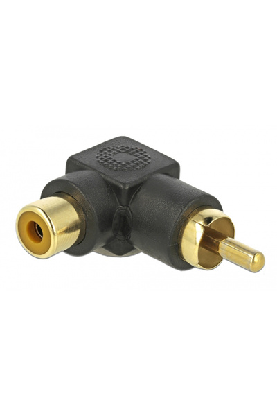 DELOCK αντάπτορας 66168 RCA αρσενικό σε RCA θηλυκό, γωνιακός, μαύρος