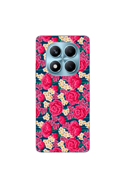Other Xiaomi Redmi Note 14 Pro Red and pink Flowers Transparent Silicone TPU ...