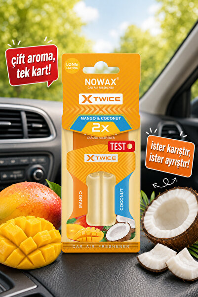 X-Twice Mango & Coconut Çift Aromalı Oto Kokusu | Çift Likitli Araba Kokusu | Kalıcı Koku