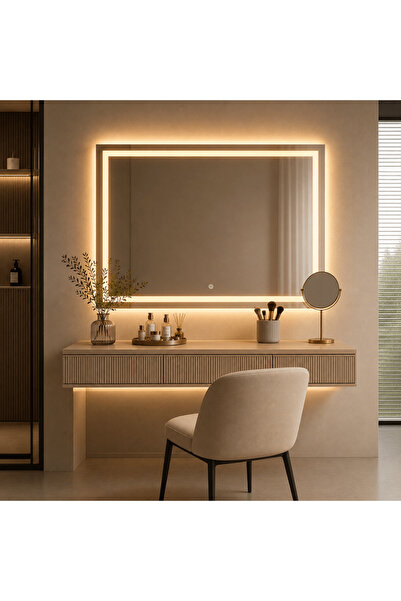 LedCorp Oglindă LED dreptunghiulară premium, 80x60 cm, iluminare față-spate, ...