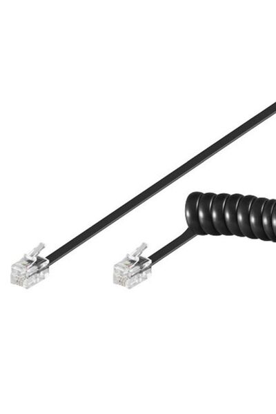 goobay καλώδιο τηλεφώνου 68002, spiral, RJ10 4P4C, CCA, 4m, μαύρο