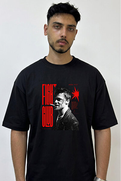 Anetos Tyler Durden Design Printed Oversize Black T-Shirt