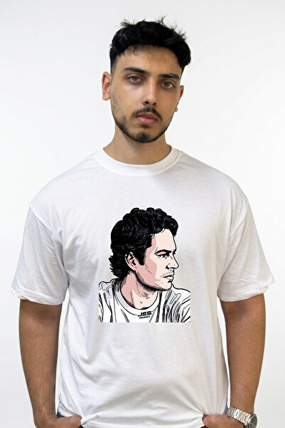 Anetos Rafael Nadal Design Printed Oversize White T-Shirt