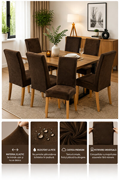 delfin HomeRoy Huse Catifea pentru Scaune – Set 6 Bucăți