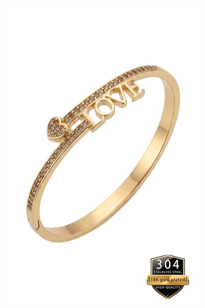 takantakana Vip, Non-Tarnish, Love Zircon Stone Handcuff Bracelet, in Wooden ...