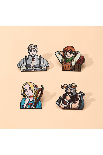 Choice 4pcs Metal Brooch 4pcs Delicious in Dungeon Anime Enamel Pins Set Meta...