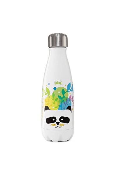 Chicco Termos din inox pentru copii Panda, alb cu figurine, 350 ml, 3 ani+