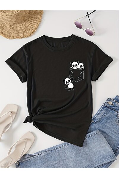 17TAKI Panda-Patterned T-Shirt Day, Made from 100%, Gift Boyfriend and Girlfr...