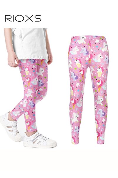 RIOXS Girls' Leggings, Little Kids Girls Stretchy Tights Leggings, Fashion Pr...