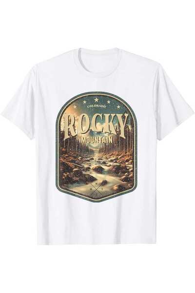 NOURAM Men'S Vintage Graphic T-Shirt Featuring Rocky Mountain National 180Gsm...