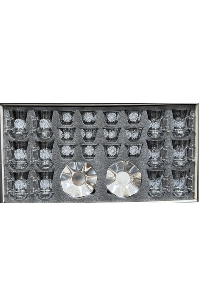 Urbanza Premium 36-Piece Glass Tea & Arabic Coffee Set with Saucers - Dandeli...