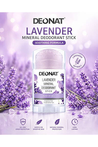 DEONAT Lavender Mineral Deodorant Stick 100g Pack of 1 Natural Alum Crystal D...