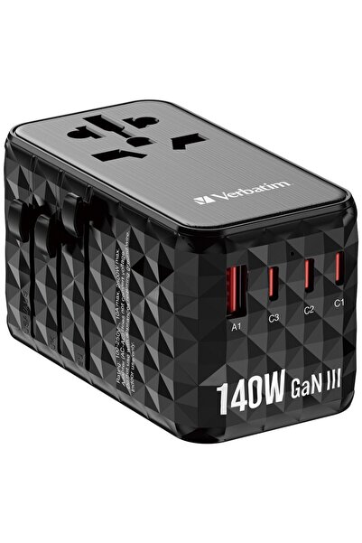 Verbatim Încărcător de călătorie GaN III 140W, USB-C și USB, Negru
