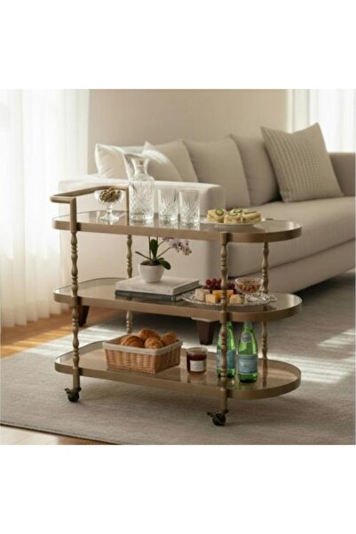 TELAL AL SHIFA Golden Guarantee Oval Serving Cart - Multi-colored