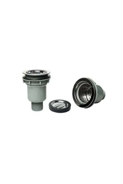 Generic Single Bowl Kitchen Sink Drain Kit, Flexible Waste Pipe Siphon Assembly with Anti-Clogging Stainless Steel Strainer Basket & Sealing Stopper Lid