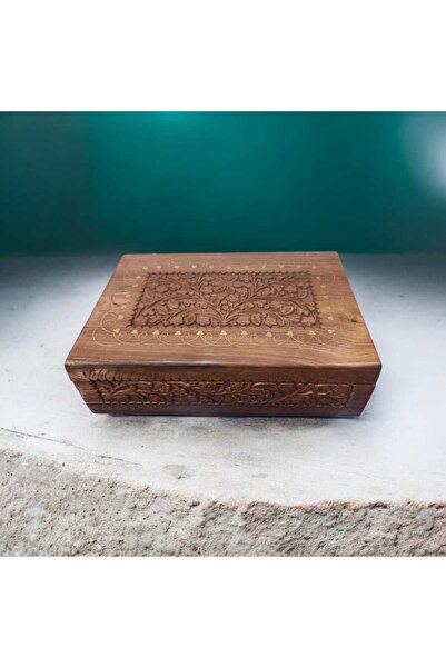 Generic Handcrafted Wooden Keepsake Storage Box with Sliding Wooden Lock – De...