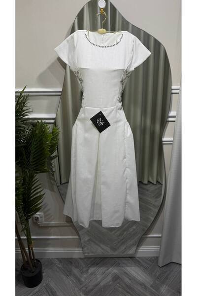 Jood Midi Cowl Dress with Side Beading Detail