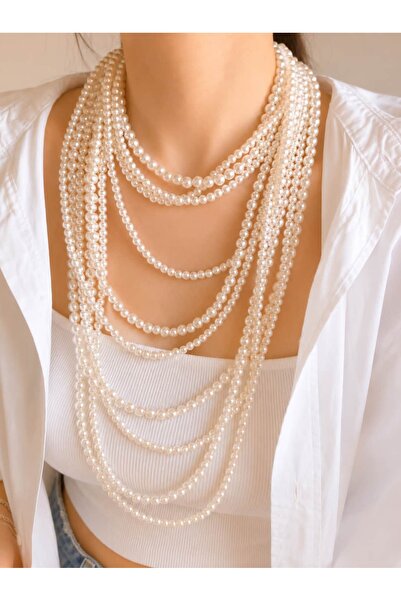 CHARMLUCKY Multiple Pearl Bead Necklace