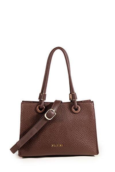 Zühre Textured Coffee Bag with Buckle Detail 0066