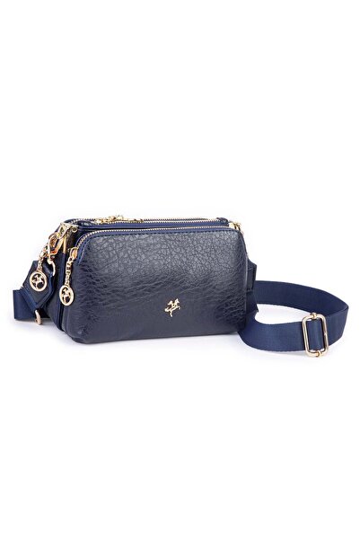Nas Bag Mini Boy Kadın 3 Gözlü Çapraz Çanta (en 18 cm ;boy 11 cm ) Lacivert V...