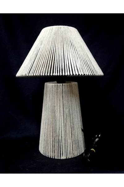 TEKAY AYDINLATMA Cream Macrame Bohemian Rustic Lampshade with Metal Wire Legs