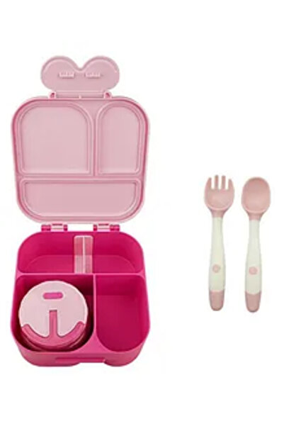 Bonfino 3-Compartment Bento Lunchbox with Insulated Jar + Fork + Spoon Set, A...