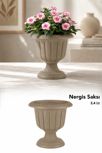 Meleni Home Ayaklı Bitki Saksısı - Deliksiz Plastik Salon Balkon Dekorasyon Ç...